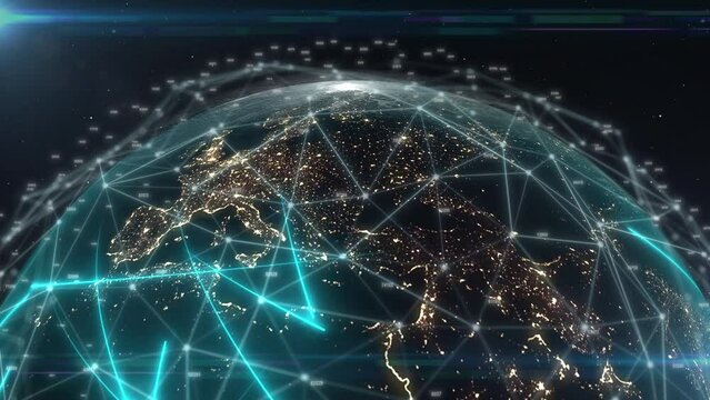 Global network connection. Business and Technology Ai Networking Concept. Data transfer and global interaction