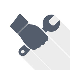 Spanner in hand vector icon, workshop concept flat design illustration