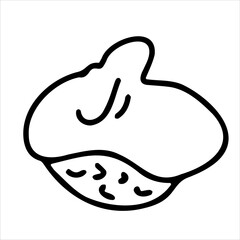 Japanese sushi with shrimp. The style of hand-drawn doodles. Asian cuisine for restaurant menus. Logo, clipart, sketch.	