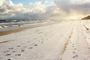 Morze, Jastarnia, Bałtyk,  plaża zimą