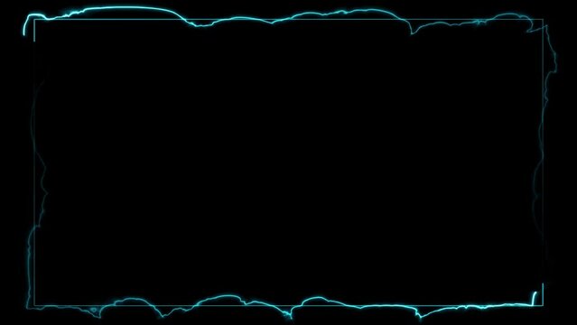 Abstract animated light Neon effect rectangle frame Loop background for presentation