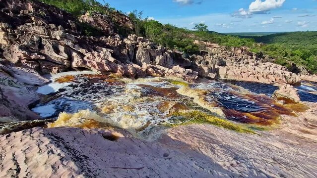 Roncador waterfall in the Pantanal Marimbus in Andarai, Chapada Diamantina in Bahia, Brazil