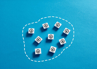 Market segmentation, customer care and customer relationship management CRM concepts. Target...