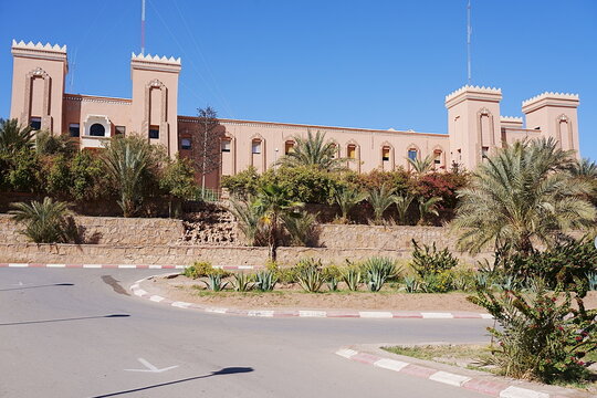 Front of provincial government in african Zagora town in Morocco