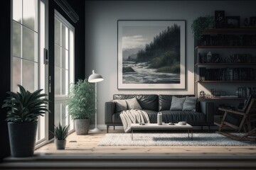 Interior of a living room, minimal design, light, spacious and luxurious, modern apartment