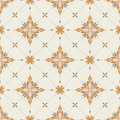 In this seamless pattern, charming orange flowers are framed in ellipses. Decorated and arranged small flowers around beautifully on the background.