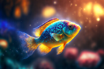 colorful tropical fish, underwater blured background