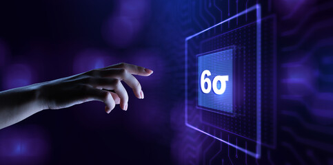Fototapeta premium Six sigma DMAIC Industrial process optimisation concept on virtual screen.