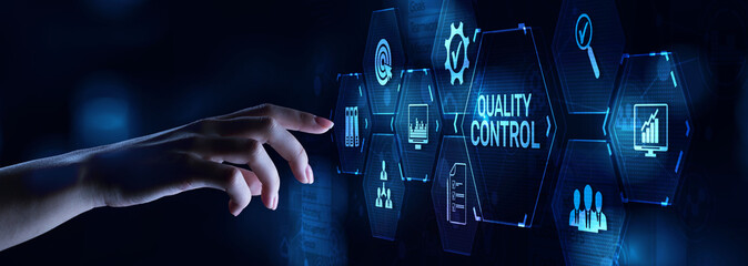 Quality control assurance standards certification business technology concept.