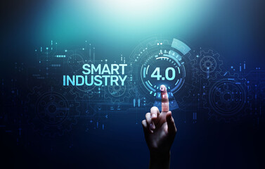 Smart industry 4.0 innovation automation manufacturing technology concept.