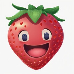 Obraz premium Cute character strawberry, doodle styled, generative ai