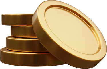 Stack of gold coin currency market financial or investment money banking treasure wealth cash and golden dollar pile economy with business earnings profit sign. 3D render