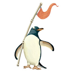 Illustration of funny penguins isolated on white background. High quality illustration