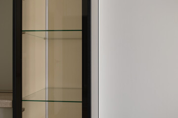 glass cabinet on the wall in a modern interior