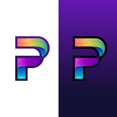 Letter P logo design colorful, modern icon template
