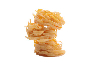 Italian fettuccine pasta in the form of a nest.