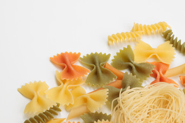 Tricolor macaroni of different types.