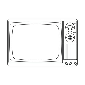 recommend clip art: Retro TV Outline Icon Illustration on Isolated White Background