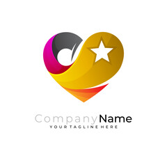 Fototapeta na wymiar Love and star logo combination, social design template