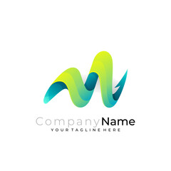 Letter M logo and arrow design combination, 3d style