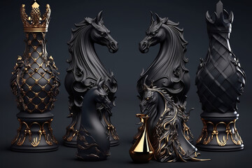 Fototapeta na wymiar Elegant Masterpieces: The Ultimate Collection of Luxury Chess Figures