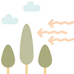 wind resistant flat icon