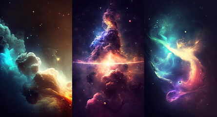 background of other space sky with stars, constellations, galaxies and nebulae. Generative AI