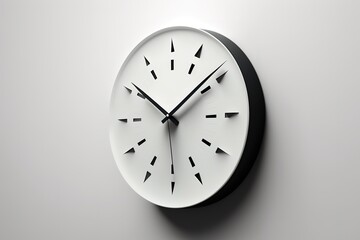 Minimalist wall clock over white background. 3D rendering style. Generative AI Illustration