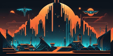 Futuristic Cyberspace Game City. Generative ai