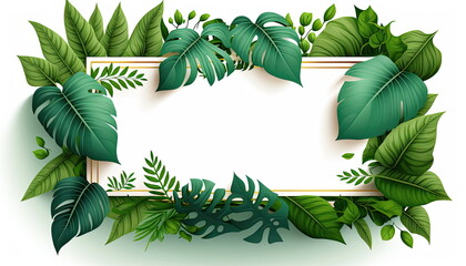 green leaf frame with white background, vector illustration, Made by AI,Artificial intelligence