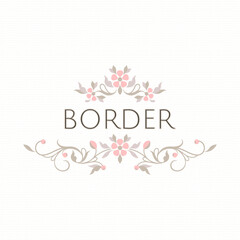 Title border with pink flowers. Decorative frame.
