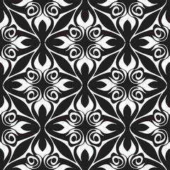 Stylish vintage atmosphere with our ornamental leaf damask wallpaper. This retro pattern features intricate swirls, scrolls, and borders in monochrome shades