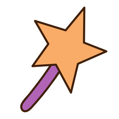 Cute doodle magic wand from the collection of girly stickers. Cartoon vector color illustration.
