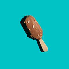 Ice cream bar with milk chocolate coating and nuts