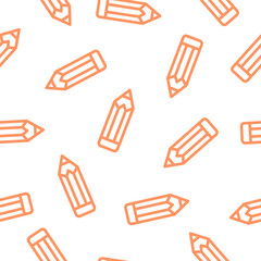 Seamless pattern with orange pencil
