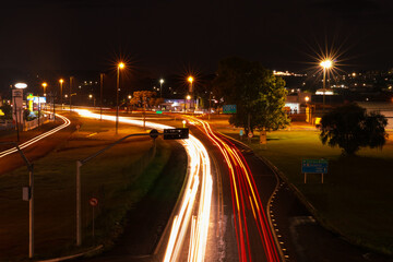 Fototapeta na wymiar Long photographic exposure. Highway in Pato Branco Paraná, Brazil: 2023