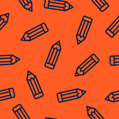 Orange seamless pattern with navy pencil icon.