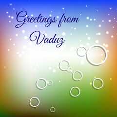 Greetings from Vaduz on a colorful background, vector illustration