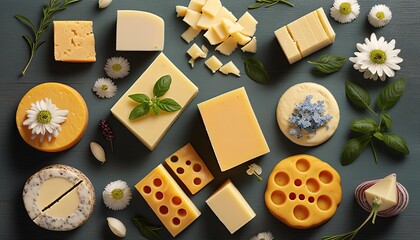  many type of cheese on table, Generative Ai
