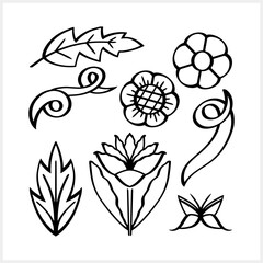 Doodle flower leaf icon isolated. Eco clip rt. Laurel vector stock illustration. EPS 10