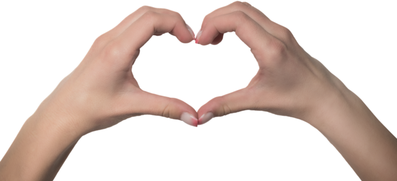 A woman's hand shows a gesture with her fingers