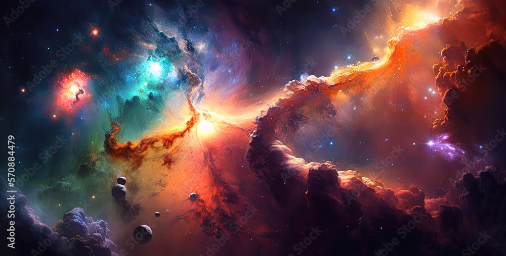 Canvas Prints bright outer space with stars, constellations, galaxies and nebulae. generative ai