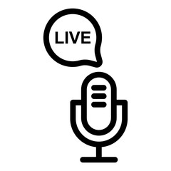 Podcast radio live line icon. Studio microphone with webcast illustration