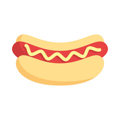 Hot dog or fast food flat style icon. Delicious hotdog illustration.