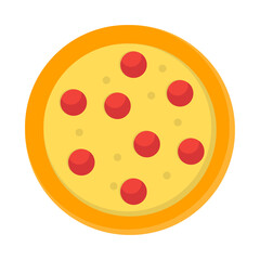 Fresh pizza flat style icon. Top view of Traditional italian fast food illustration