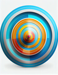 A Colorful 3D Illustration of a Business Target, Bullseye, Aim, Cartoon creative design icon isolated on white background. 3D Rendering, Generative AI
