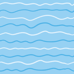 Wave line seamless pattern. Vector illustration on blue background.