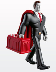 A 3D Illustration of a Black Businessman Walking with Briefcase, Cartoon creative design icon isolated on white background. 3D Rendering, Generative AI