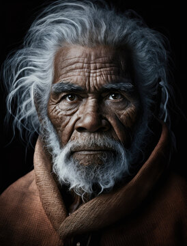 Aboriginal Australian Portrait-Tribal Man Portrait-Generative AI