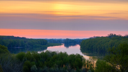 spring sunrise over the river